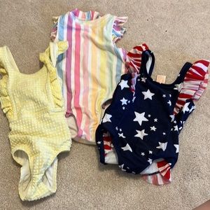 Ruffle butts cat & Jack swimsuit lot 3t one pieces zip up cute